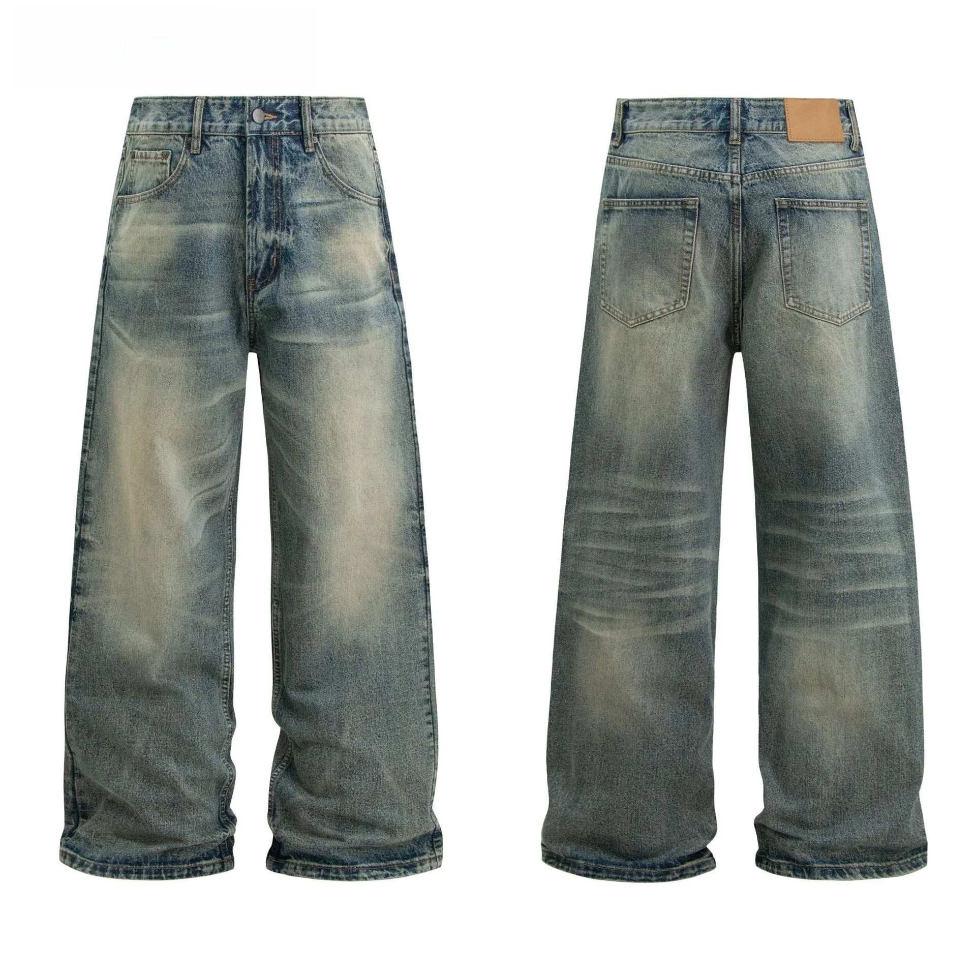 American Style Washed Denim Jeans Men's Loose Straight Leg High Waist Casual Blue Jeans Heavyweight Classic Vintage
American Style Washed Denim Jeans Men's Loose Straight Leg High Waist Casual Blue Jeans Heavyweight Classic Vintage