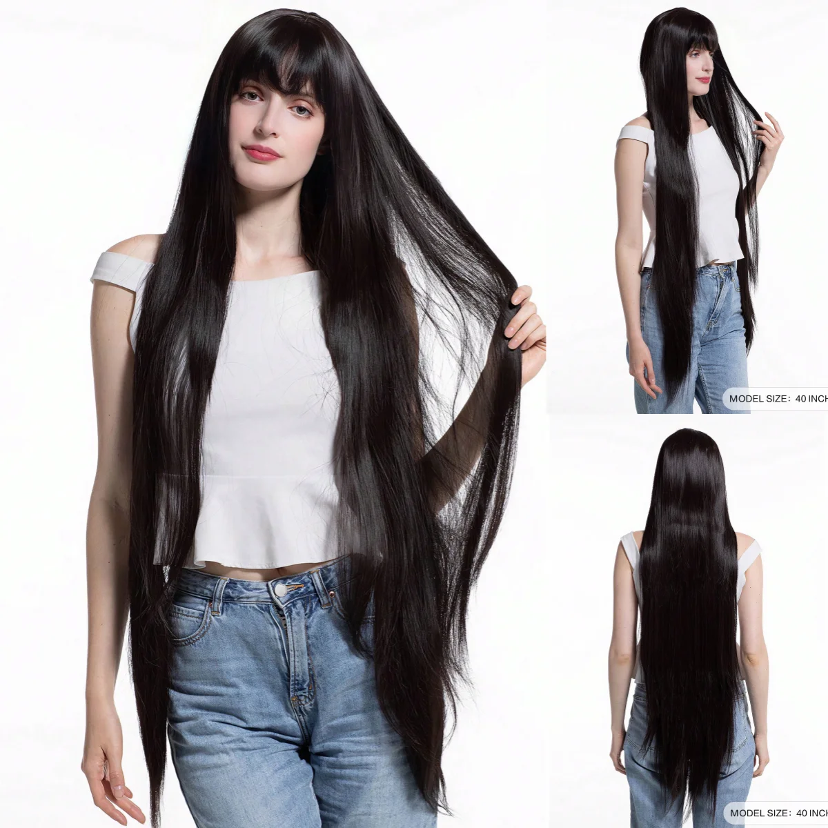 Black Wig 1 Meter Black Natural Long Straight Hair Wig with Bangs Synthetic Female Wig, Suitable for Daily Use
Black Wig 1 Meter Black Natural Long Straight Hair Wig with Bangs Synthetic Female Wig, Suitable for Daily Use