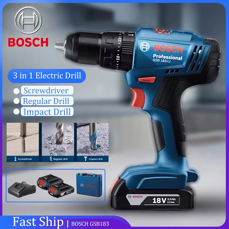 Электрическая дрель 3 в 1, ударная дрель-шуруповерт Bosch GSB183 ,18V аккумуляторная дрель-шуруповерт ,20 Gears Torque Electric Drill ,PK GSB180
Электрическая дрель 3 в 1, ударная дрель-шуруповерт Bosch GSB183 ,18V аккумуляторная дрель-шуруповерт ,20 Gears Torque Electric Drill ,PK GSB180