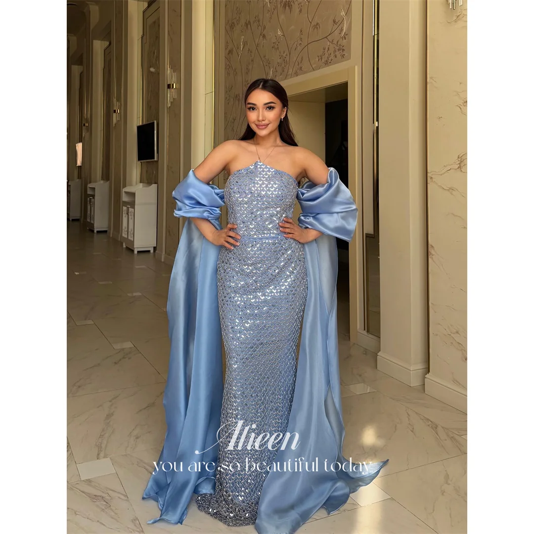 Aileen Sequin One-Shoulder Sky Blue Mermaid Evening Dress 2026 Prom Dress Formal Elegant Sequined Customized Robes de Soirée
Aileen Sequin One-Shoulder Sky Blue Mermaid Evening Dress 2026 Prom Dress Formal Elegant Sequined Customized Robes de Soirée