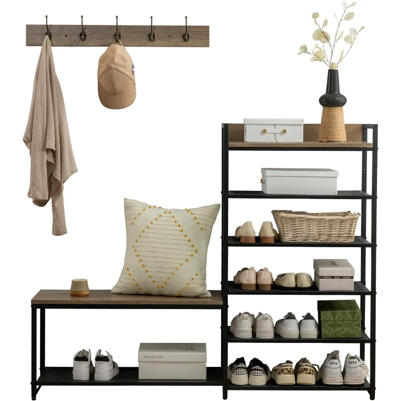 6-Tier Coat Rack Shoe Bench Set, Entryway Bench with 6 Hooks Coat Rack, Hall Tree and Shoe Storage for Entryway, Hallway, Garage
6-Tier Coat Rack Shoe Bench Set, Entryway Bench with 6 Hooks Coat Rack, Hall Tree and Shoe Storage for Entryway, Hallway, Garage