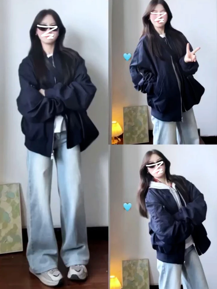 Loose Women's Baseball Jaet in Royal Blue American Retro Sle Early Autumn New Faion Casual Top Zipper Closure Polyester...
Loose Women's Baseball Jaet in Royal Blue American Retro Sle Early Autumn New Faion Casual Top Zipper Closure Polyester...