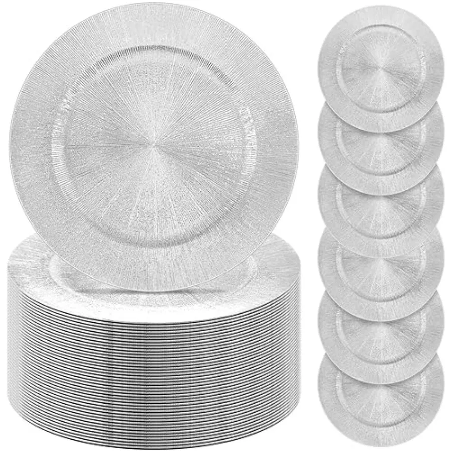 Pcs Charger Plates Bulk, 13" Round Plastic Dinner Charger Plate, Shiny Table Chargers Serving Plate Catering Tabletop for Thank
Pcs Charger Plates Bulk, 13" Round Plastic Dinner Charger Plate, Shiny Table Chargers Serving Plate Catering Tabletop for Thank