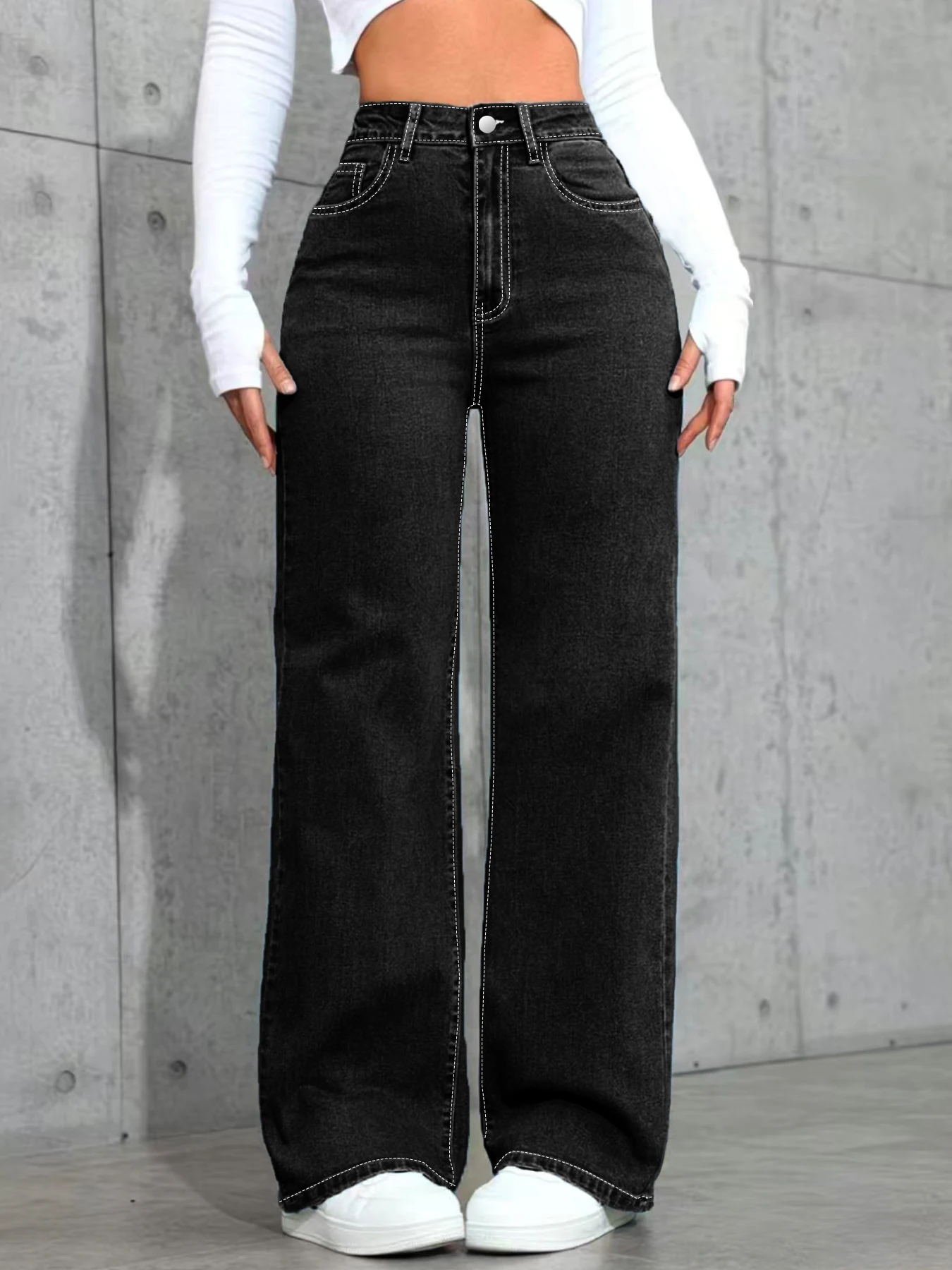 Прямые джинсы больших размеров с высокой талией для женщин, повседневные удобные утягивающие черные эластичные джинсовые брюки
Прямые джинсы больших размеров с высокой талией для женщин, повседневные удобные утягивающие черные эластичные джинсовые брюки