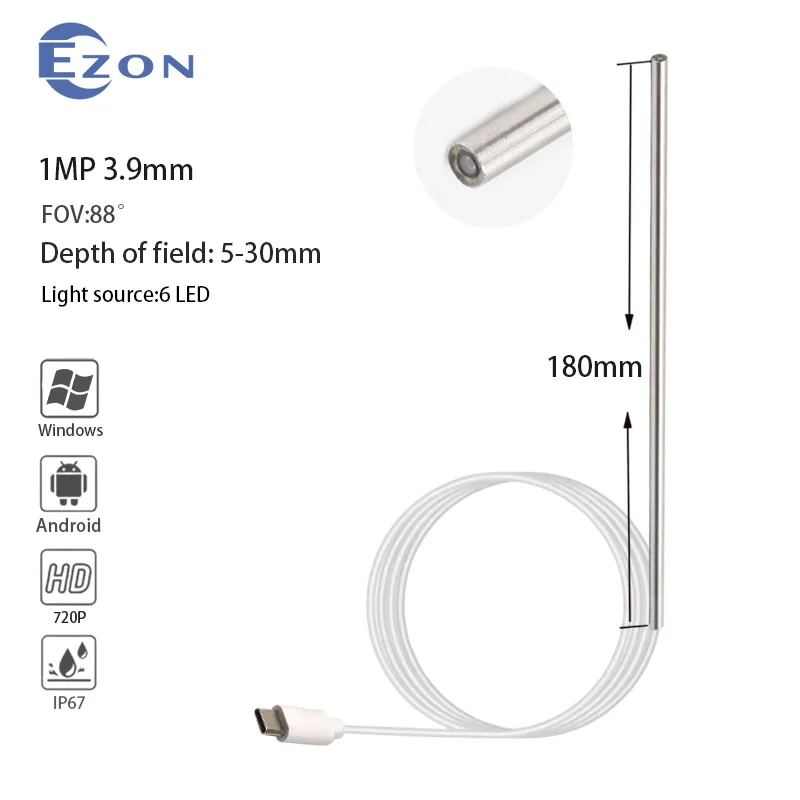 1MP 3.9mm FOV 88° long tube Electronic endoscope for Mechanical maintenance 1.5m Type-C Soft Cord endoscope camera
1MP 3.9mm FOV 88° long tube Electronic endoscope for Mechanical maintenance 1.5m Type-C Soft Cord endoscope camera