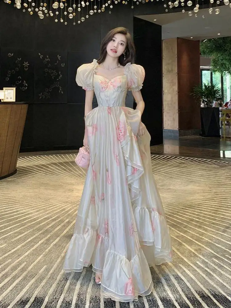 Vintage French Elegant Floral Ruffles Party Dresses Women Fashion Puff Sleeve Birthday A Line Princess Long Dress Sweet Vestidos
Vintage French Elegant Floral Ruffles Party Dresses Women Fashion Puff Sleeve Birthday A Line Princess Long Dress Sweet Vestidos