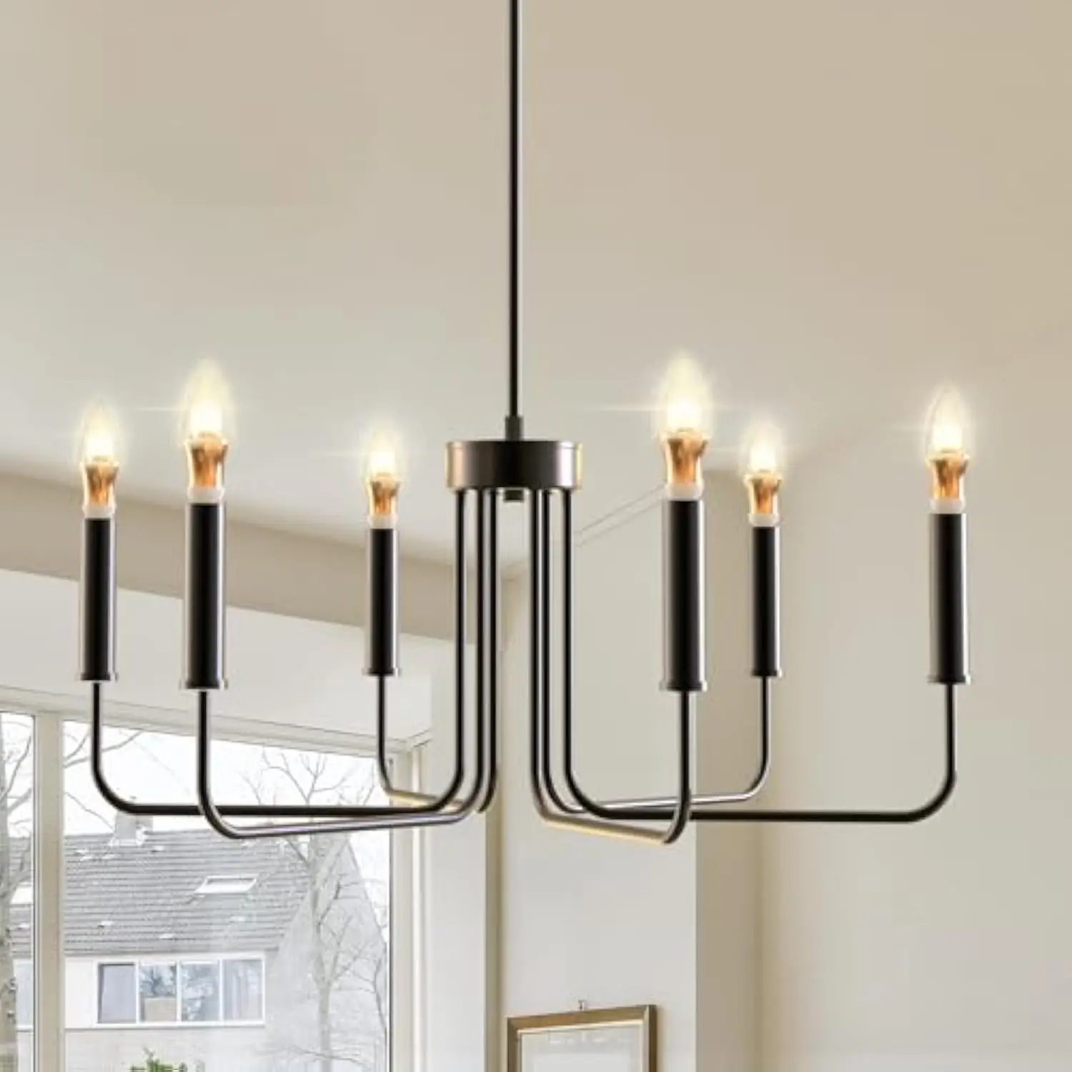 Modern Black Chandelier for Dining Room, Metal 6-Light farmhouse candle chandelier,Rustic Industrial Pendant Light for Bedroom,
Modern Black Chandelier for Dining Room, Metal 6-Light farmhouse candle chandelier,Rustic Industrial Pendant Light for Bedroom,