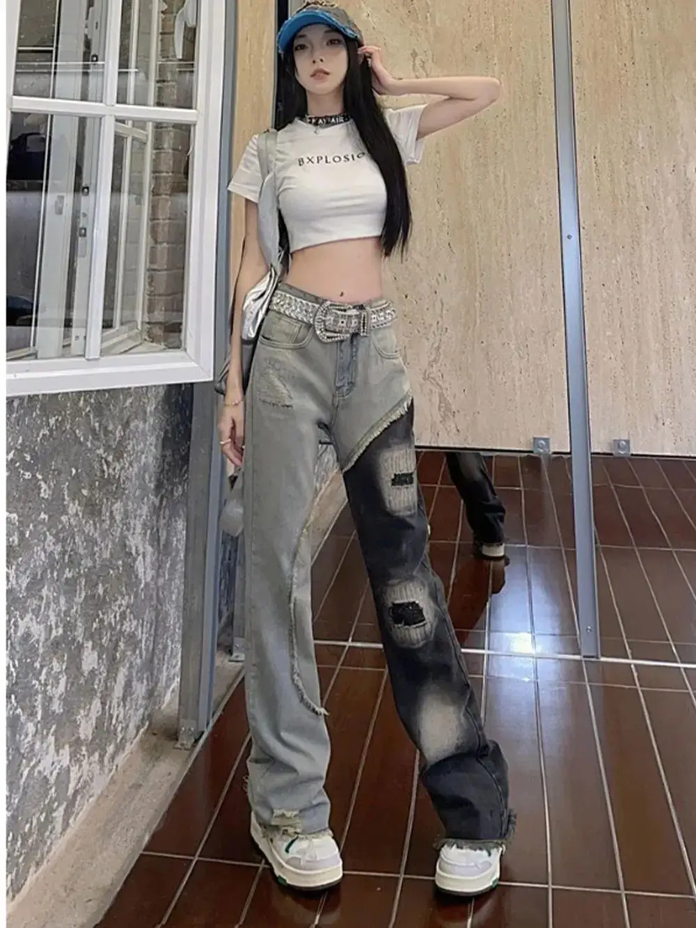 American High Street Spice Girl Splicing Jeans Summer Vintage High Waist Straight Pants
American High Street Spice Girl Splicing Jeans Summer Vintage High Waist Straight Pants