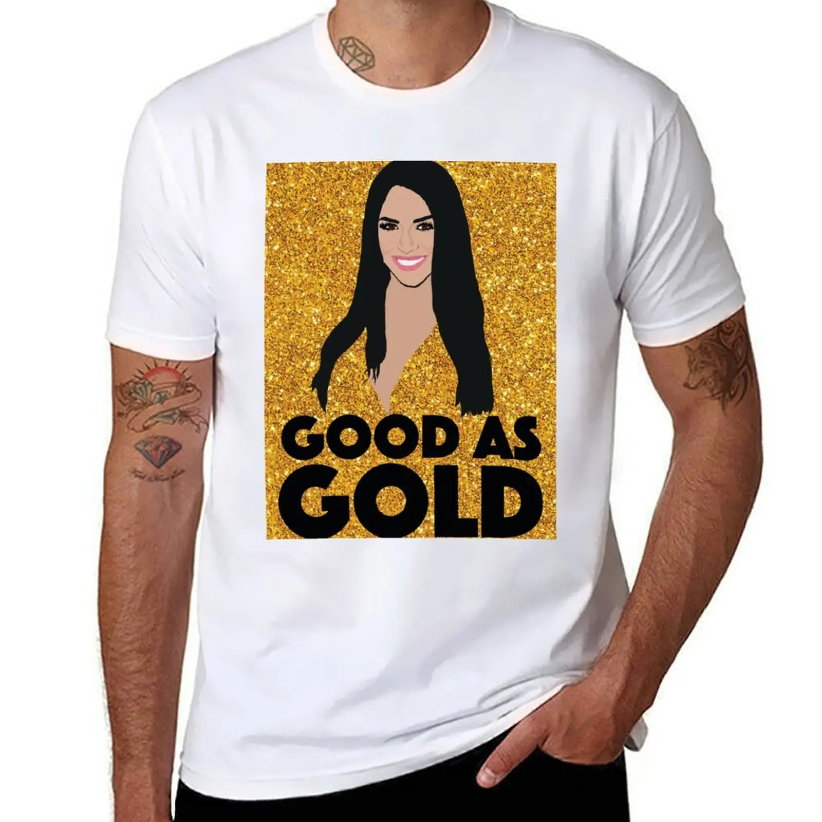 SCHEANA SHAY Good As Gold VPR (Vanderpump Rules) T-Shirt cotton t shirt pack t shirt man plain T-Shirt 
SCHEANA SHAY Good As Gold VPR (Vanderpump Rules) T-Shirt cotton t shirt pack t shirt man plain T-Shirt