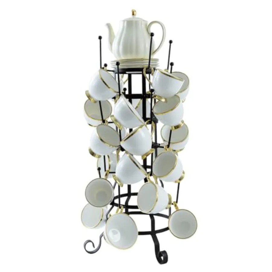 24-Hook Rustic Black Iron Coffee Mug Holder Tea Cup Display Stand Drinking Glasses Baby Bottle Drying Rack Stand
24-Hook Rustic Black Iron Coffee Mug Holder Tea Cup Display Stand Drinking Glasses Baby Bottle Drying Rack Stand