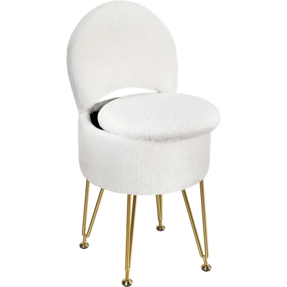 GREENSTELL Vanity Stool Chair with Storage and Folding Back, 15.7 x 15.7 x 19.5 Faux Fur Soft Ottoman for Adults, 4 Metal Legs w
GREENSTELL Vanity Stool Chair with Storage and Folding Back, 15.7 x 15.7 x 19.5 Faux Fur Soft Ottoman for Adults, 4 Metal Legs w
