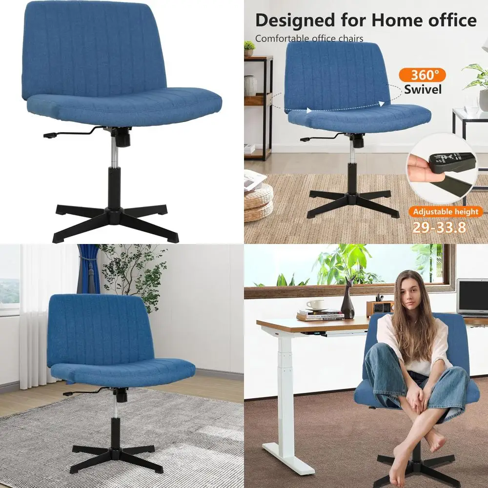 Ergonomic Swivel Office Chair Adjustable Armless with Wide Seat, Blue, for Home and Gaming
Ergonomic Swivel Office Chair Adjustable Armless with Wide Seat, Blue, for Home and Gaming