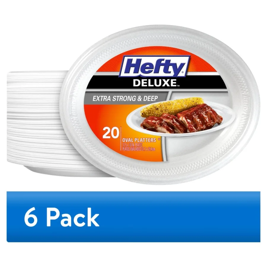 6 pack Deluxe Extra Strong and Deep Disposable Foam Oval Plates 10 x 12 inches 20 Count
6 pack Deluxe Extra Strong and Deep Disposable Foam Oval Plates 10 x 12 inches 20 Count