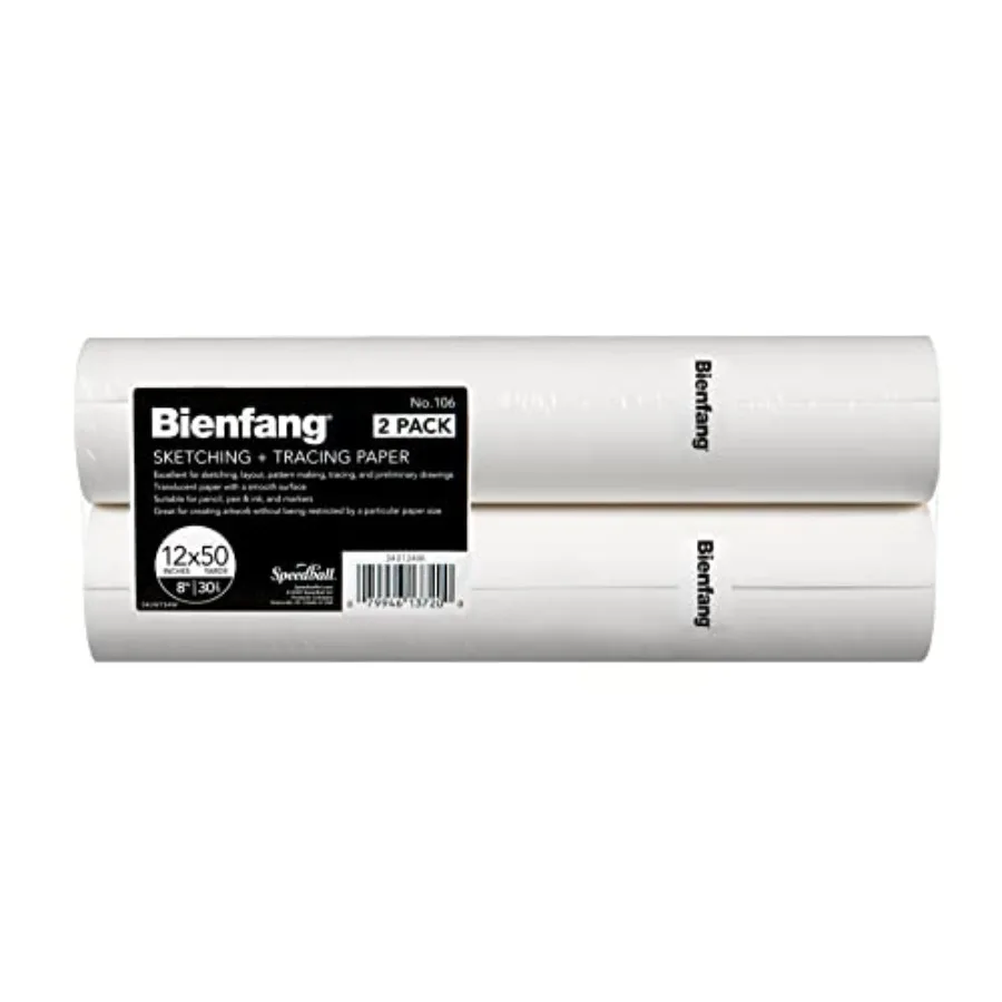 White Sketching and Tracing Paper Roll 12 Inches Wide x 50 Yards Long 2-Pack Ideal for Drawing Tracing Sketching Sewing Pattern
White Sketching and Tracing Paper Roll 12 Inches Wide x 50 Yards Long 2-Pack Ideal for Drawing Tracing Sketching Sewing Pattern