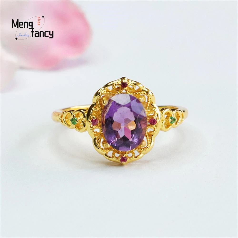 Natural Amethyst Simple Exquisite Ring Coloured Gemstone High-grade Elegant Luxury Fashion Jewellery Couple Promise Holiday Gift
Natural Amethyst Simple Exquisite Ring Coloured Gemstone High-grade Elegant Luxury Fashion Jewellery Couple Promise Holiday Gift