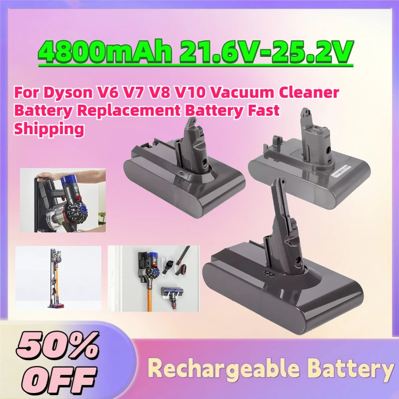 High-Quality 4800mAh 21.6V-25.2V Li-Ion Battery For Dyson V6 V7 V8 V10 Vacuum Cleaner Battery Replacement Battery Fast Shipping
High-Quality 4800mAh 21.6V-25.2V Li-Ion Battery For Dyson V6 V7 V8 V10 Vacuum Cleaner Battery Replacement Battery Fast Shipping