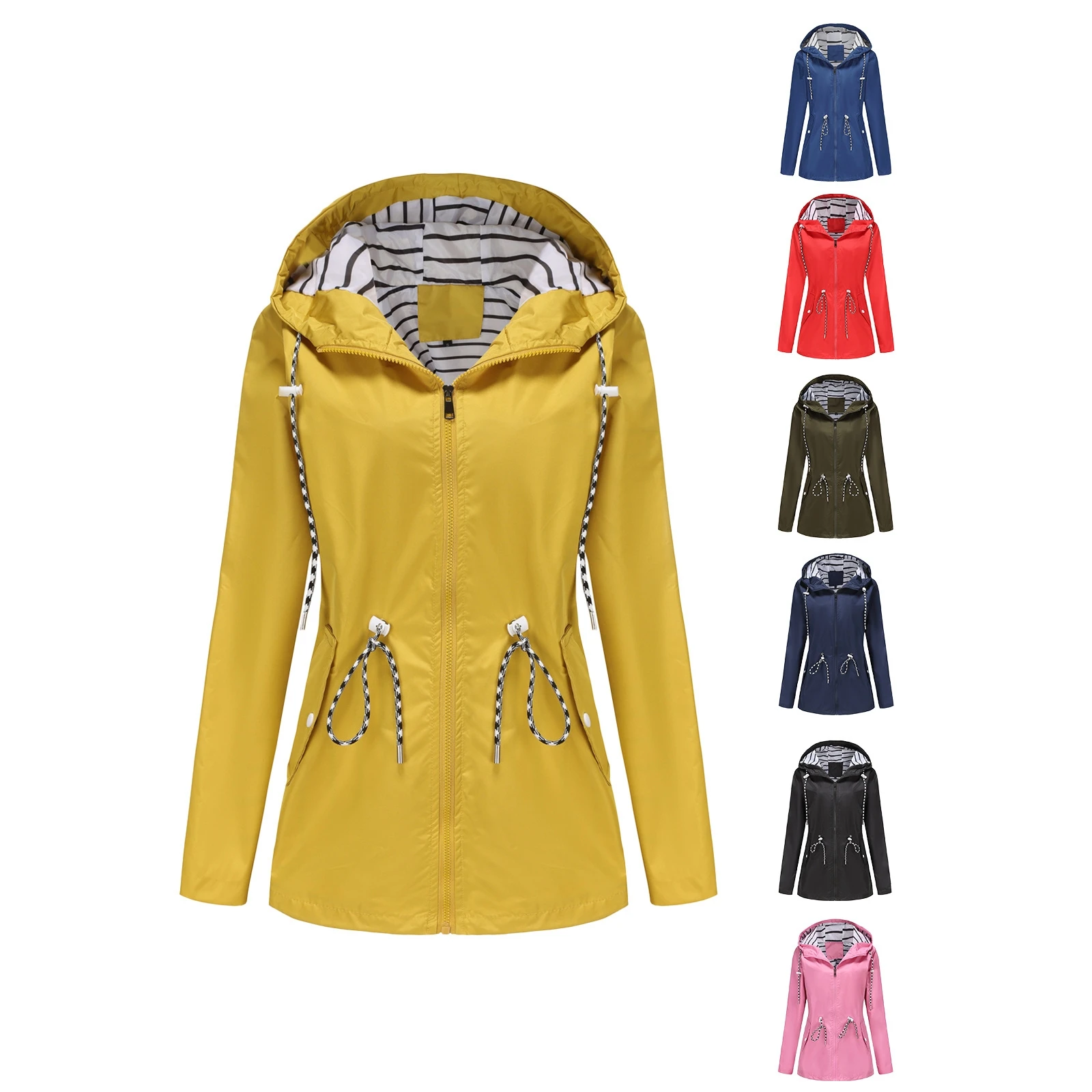 Waterproof Trench Coat Long Sleeve Women's Mid-Length Windbreaker Raincoat Hooded Commute Style Polyester Fabric Thin Model
Waterproof Trench Coat Long Sleeve Women's Mid-Length Windbreaker Raincoat Hooded Commute Style Polyester Fabric Thin Model