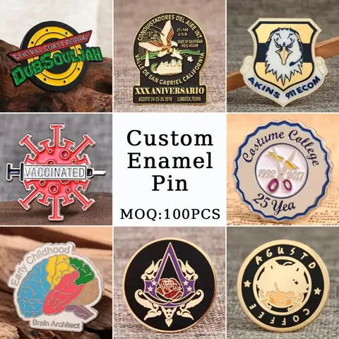 Custom Logo Enamel Pin Soft/Hard Enamel Lapel Pin Metal Badge Customized Coin Brooch  Wholesale Metal Craft Unisex Lapel Pin