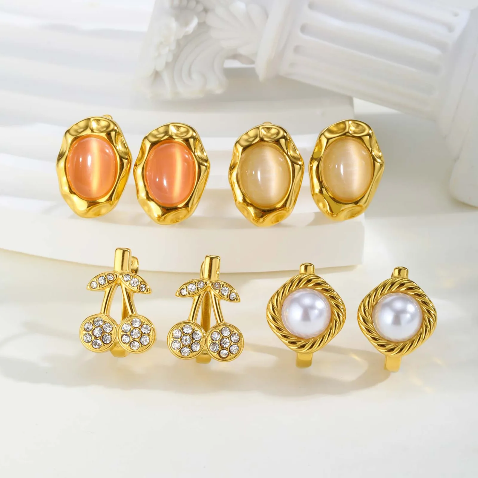 Vnox Stainless Steel Hoop Earrings For Women With Opal Stones Inlaid Ladies 18K Gold Plated Earring Popular Fashion Jewelry
Vnox Stainless Steel Hoop Earrings For Women With Opal Stones Inlaid Ladies 18K Gold Plated Earring Popular Fashion Jewelry