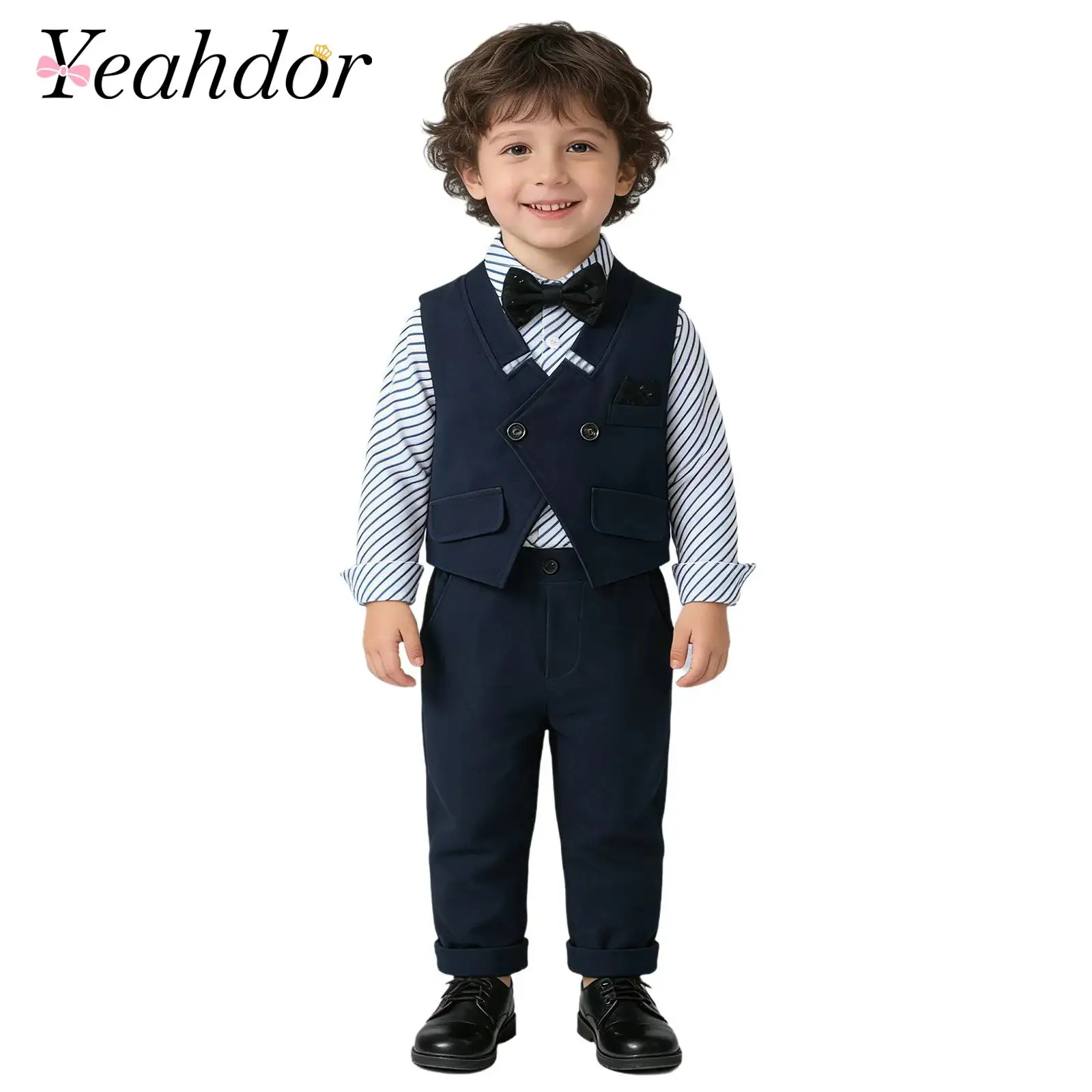 Детский нарядный костюм для мальчиков: полосатая рубашка, двубортный жилет, длинные брюки – комплект для дня рождения, свадьбы, торжественных мероприятий
Детский нарядный костюм для мальчиков: полосатая рубашка, двубортный жилет, длинные брюки – комплект для дня рождения, свадьбы, торжественных мероприятий