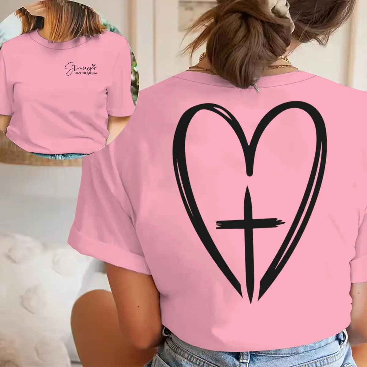 Fashion Bible Verses T-shirt Men Women "Stronger Than The Storm" Vintage Christian Faith Tees Short Sleeve Casual Male Tshirts
Fashion Bible Verses T-shirt Men Women "Stronger Than The Storm" Vintage Christian Faith Tees Short Sleeve Casual Male Tshirts