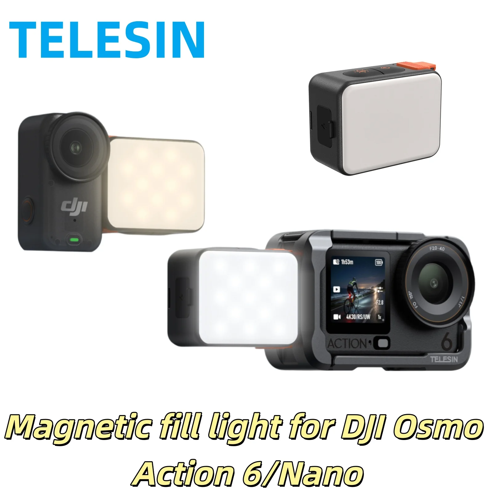 TELESIN Magnetic Mini Fill Light IPX5 Waterproof Video Light for DJI OSMO Action6/Nano for Vlogging Live 800mah Rechargeable
TELESIN Magnetic Mini Fill Light IPX5 Waterproof Video Light for DJI OSMO Action6/Nano for Vlogging Live 800mah Rechargeable