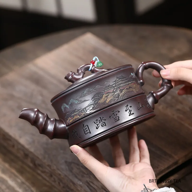 Китайская традиция Исин Фиолетовый глиняный чайник ручной работы с горным узором Чайник большой емкости Чайная посуда Zisha Чайный сервиз 750 мл
Китайская традиция Исин Фиолетовый глиняный чайник ручной работы с горным узором Чайник большой емкости Чайная посуда Zisha Чайный сервиз 750 мл
