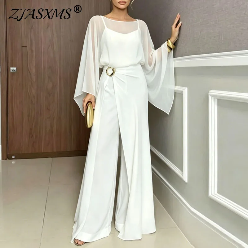 Women Formal Jumpsuit 2Pcs Set Sheer Flare Sleeve High Waist Split Overlay Wide Playsuit Suit Evening Prom Wedding Romper Outfit
Women Formal Jumpsuit 2Pcs Set Sheer Flare Sleeve High Waist Split Overlay Wide Playsuit Suit Evening Prom Wedding Romper Outfit