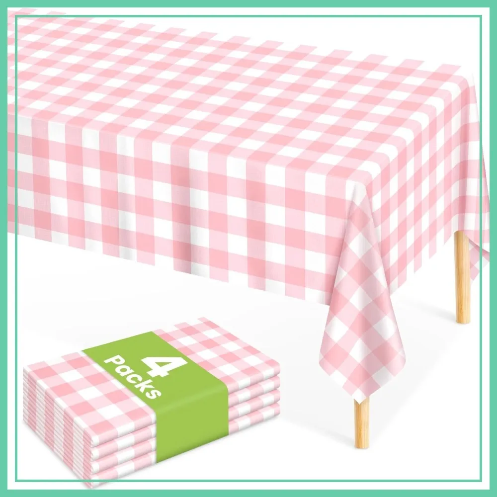 4 Pack Pink Gingham Tablecloth 54x108 Inches Waterproof Plastic Disposable Table Cover for Outdoor Picnic Birthday Party Dinner
4 Pack Pink Gingham Tablecloth 54x108 Inches Waterproof Plastic Disposable Table Cover for Outdoor Picnic Birthday Party Dinner