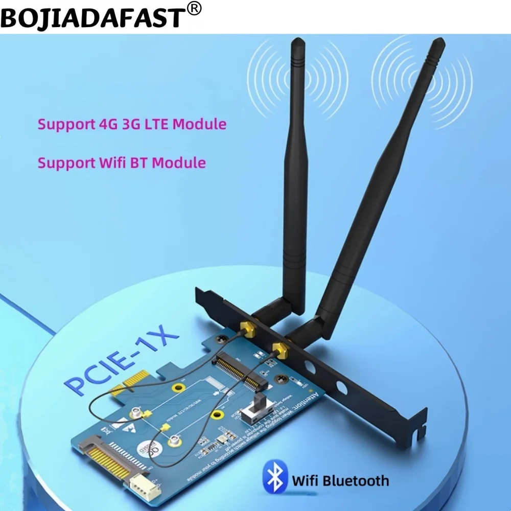 PCI Express PCI-E 1X To MPCIe Wireless Adapter 1 SIM Card Slot 2 Antennas for 4G 3G LTE Modem Wifi BT Module
PCI Express PCI-E 1X To MPCIe Wireless Adapter 1 SIM Card Slot 2 Antennas for 4G 3G LTE Modem Wifi BT Module