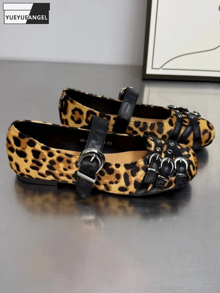 Fashion Women New Leopard Print Horsehair Flat Round Toe Genuine Leather Comfortable Shoes Shallow Daily Buckle Strap Mary Janes
Fashion Women New Leopard Print Horsehair Flat Round Toe Genuine Leather Comfortable Shoes Shallow Daily Buckle Strap Mary Janes