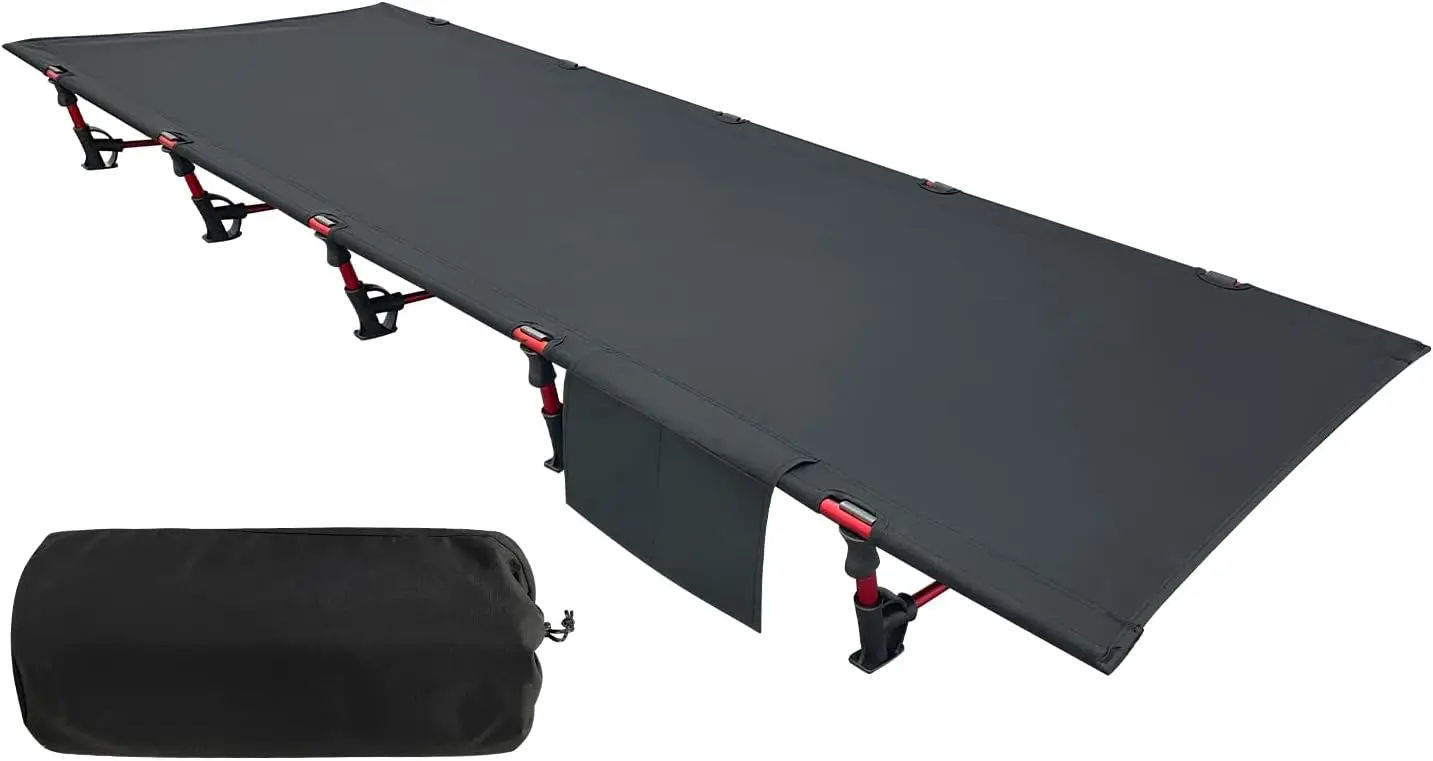 Ultralight Camping Cot Portable Backpacking Cot Bed for Outdoor Hiking Travel Beach with Side Pocket, Supports 330lbs
Ultralight Camping Cot Portable Backpacking Cot Bed for Outdoor Hiking Travel Beach with Side Pocket, Supports 330lbs