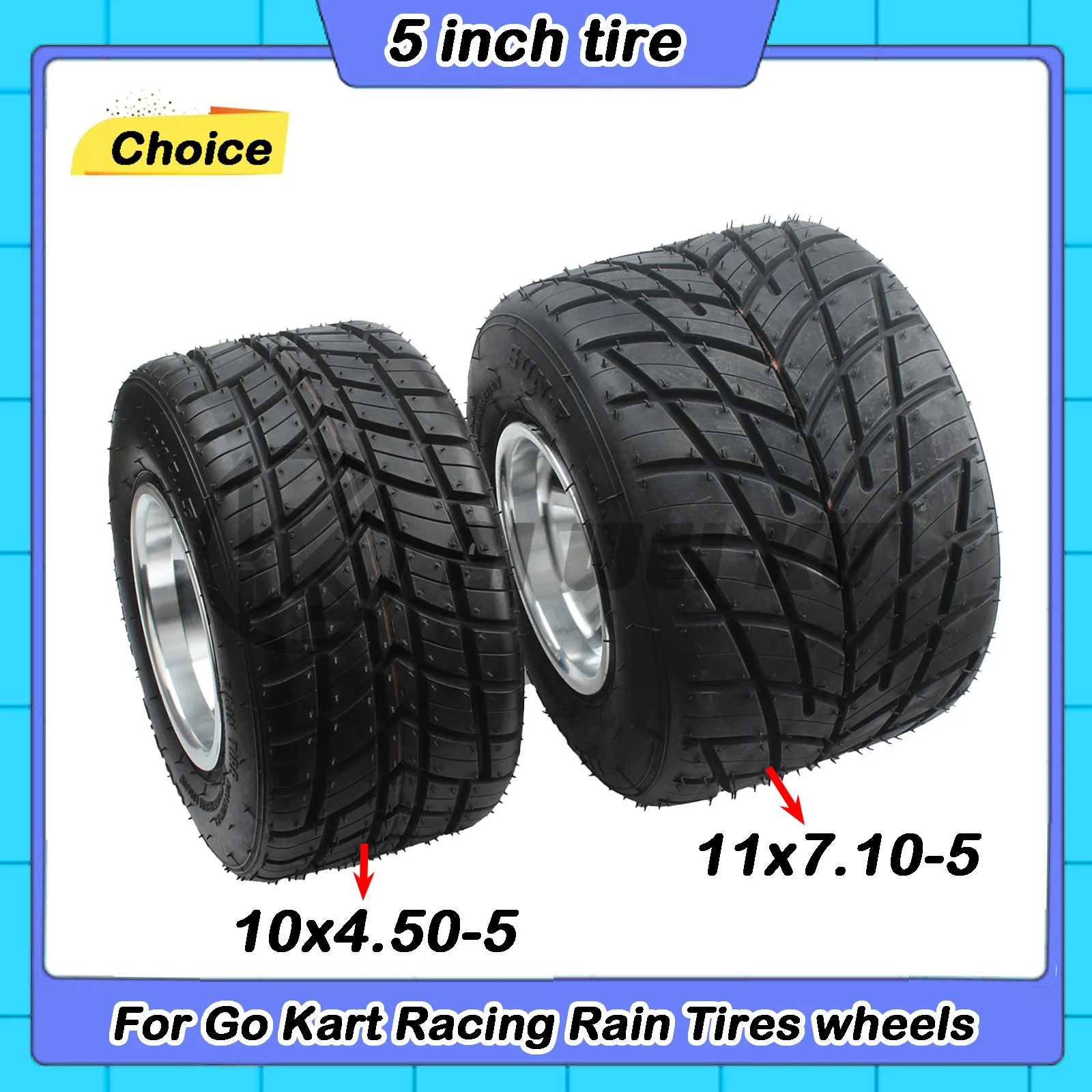 168 Go Kart Racing Rain Tires wheels DIY Karting Front 10x4.50-5 Rear 11x7.10-5 Road Vacuum Tyre With 5 inch Aluminium Alloy Hub
168 Go Kart Racing Rain Tires wheels DIY Karting Front 10x4.50-5 Rear 11x7.10-5 Road Vacuum Tyre With 5 inch Aluminium Alloy Hub