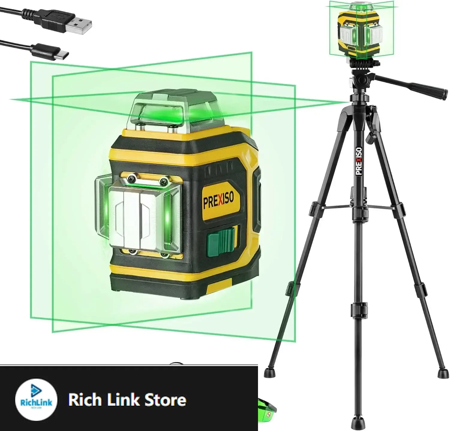 Rechargeable 360° Self Leveling Green Laser Level with Tripod, Magnetic Base, Glasses - For Construction, Tile, Home Renovation
Rechargeable 360° Self Leveling Green Laser Level with Tripod, Magnetic Base, Glasses - For Construction, Tile, Home Renovation