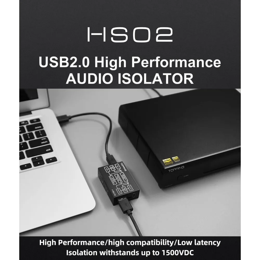 Topping HS02 USB2.0 Audio Isolator withstands up to 1500VDC, USB-B and Type-C Input, USB-A and Type-C Output
Topping HS02 USB2.0 Audio Isolator withstands up to 1500VDC, USB-B and Type-C Input, USB-A and Type-C Output