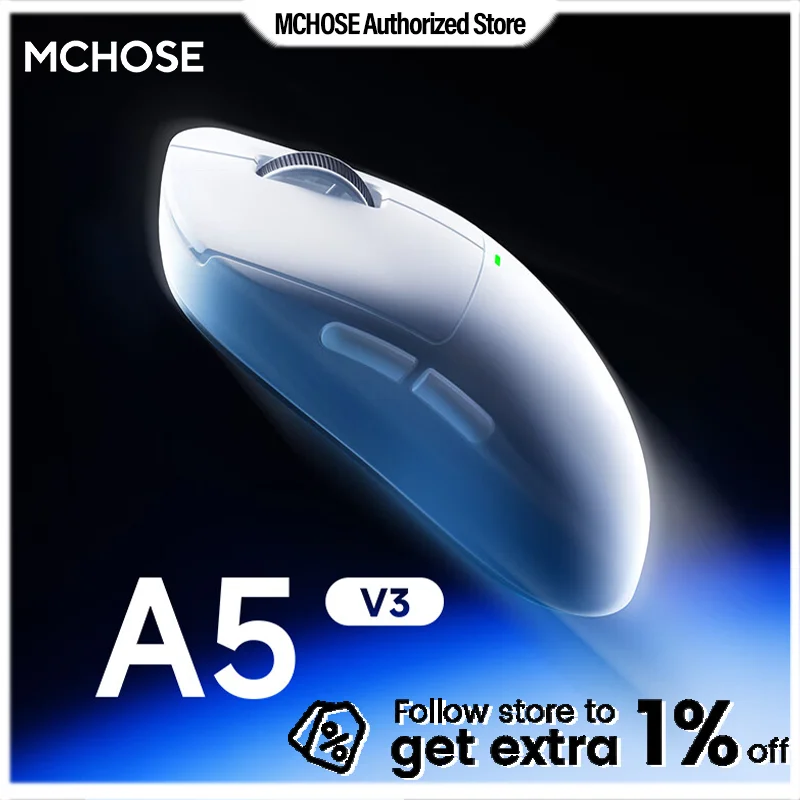 MCHOSE A5 V3 Gaming Mouse PAW3395 E-Sport Sensor 8000Hz Polling Low Latency Wireless Rate Super Glide Coating Lightweight Design
MCHOSE A5 V3 Gaming Mouse PAW3395 E-Sport Sensor 8000Hz Polling Low Latency Wireless Rate Super Glide Coating Lightweight Design