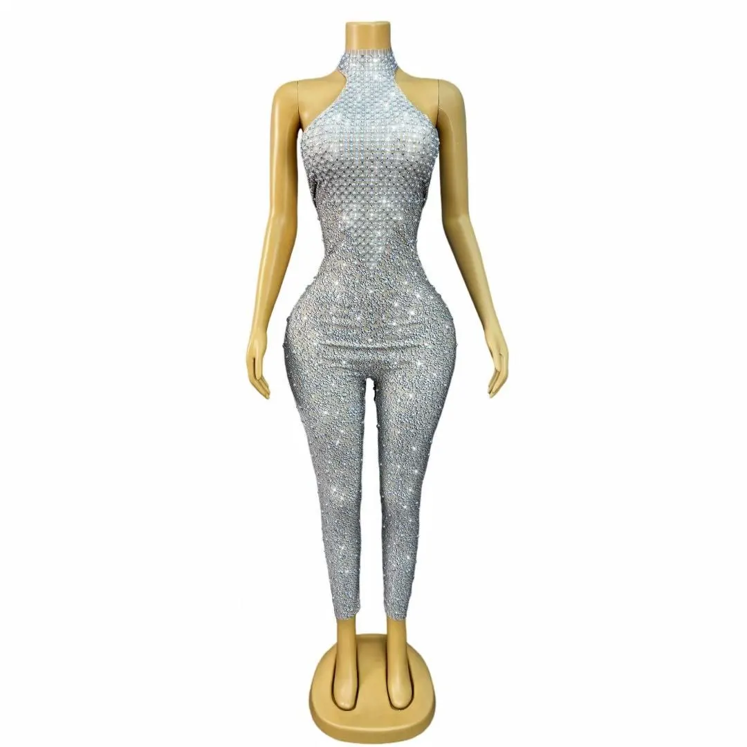 Sexy Shining Rhinestones Pearls Sleeveless Jumpsuit Singer Dancer Performance Birthday Party Fashion Photo shoot Show Stage Wear
Sexy Shining Rhinestones Pearls Sleeveless Jumpsuit Singer Dancer Performance Birthday Party Fashion Photo shoot Show Stage Wear