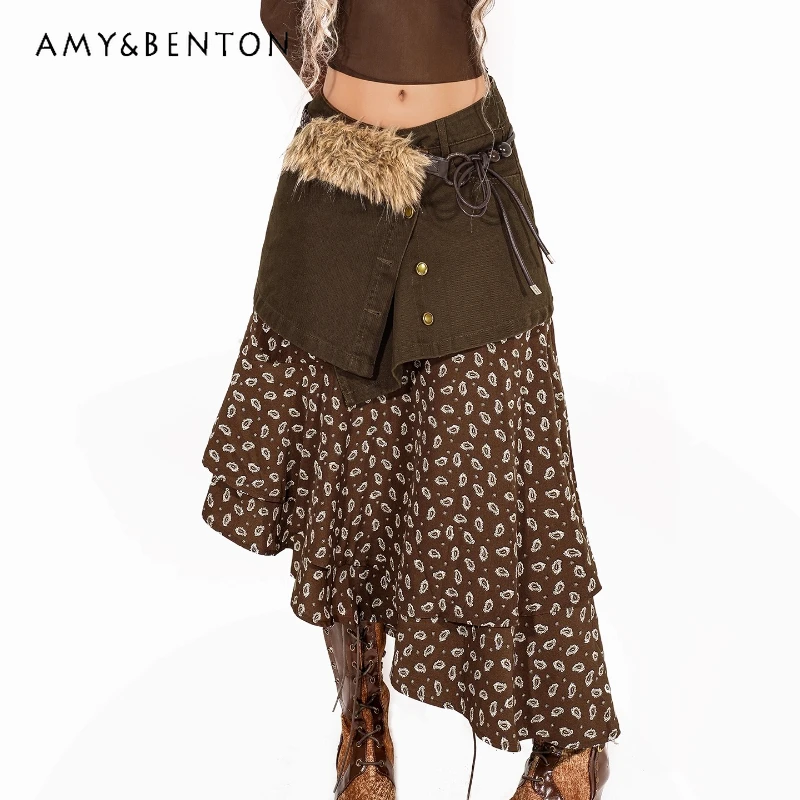 Vintage Design Layered Women's Denim Short Skirt Autumn New Splicing Irregular Y2K Sweet Cool Hot Girl A-Line Half Skirts Ladies
Vintage Design Layered Women's Denim Short Skirt Autumn New Splicing Irregular Y2K Sweet Cool Hot Girl A-Line Half Skirts Ladies