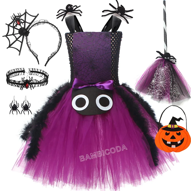 Kids Girls Halloween Costume Cute Spider Dress Hair Clip Broomstick Toddler Cosplay Party Holiday Outfit Child Cartoon Clothing
Kids Girls Halloween Costume Cute Spider Dress Hair Clip Broomstick Toddler Cosplay Party Holiday Outfit Child Cartoon Clothing