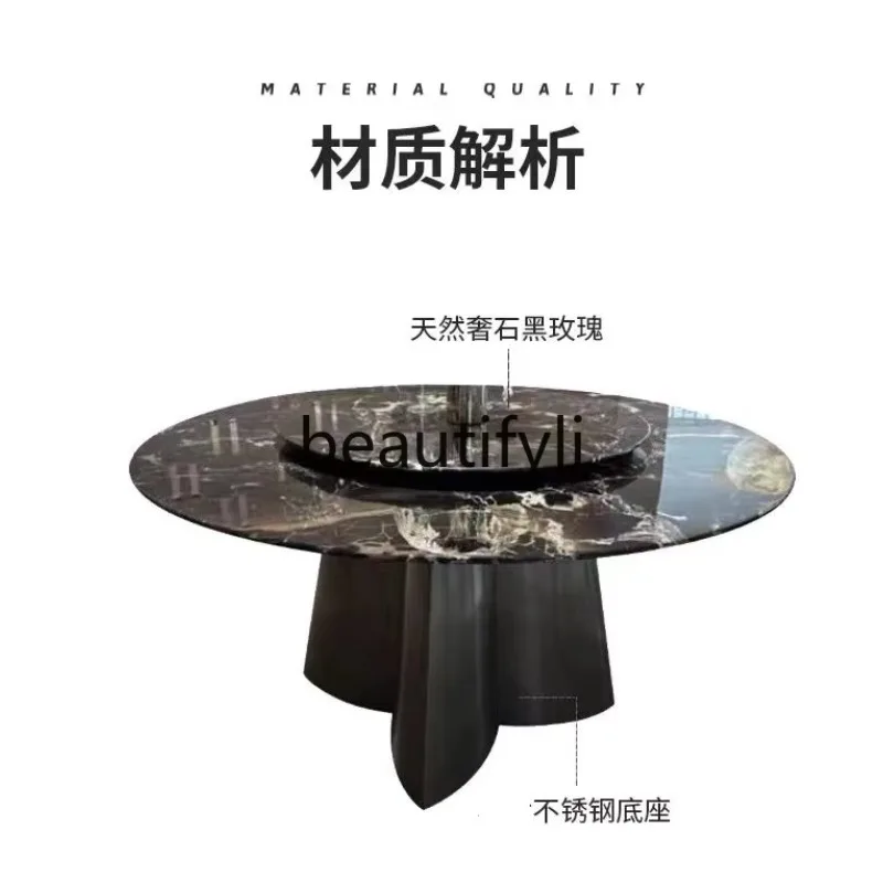 FH Modern Home Round Table with Turntable Four-Leaf Clover Round Black Rose Natural Marble Dining Table
FH Modern Home Round Table with Turntable Four-Leaf Clover Round Black Rose Natural Marble Dining Table