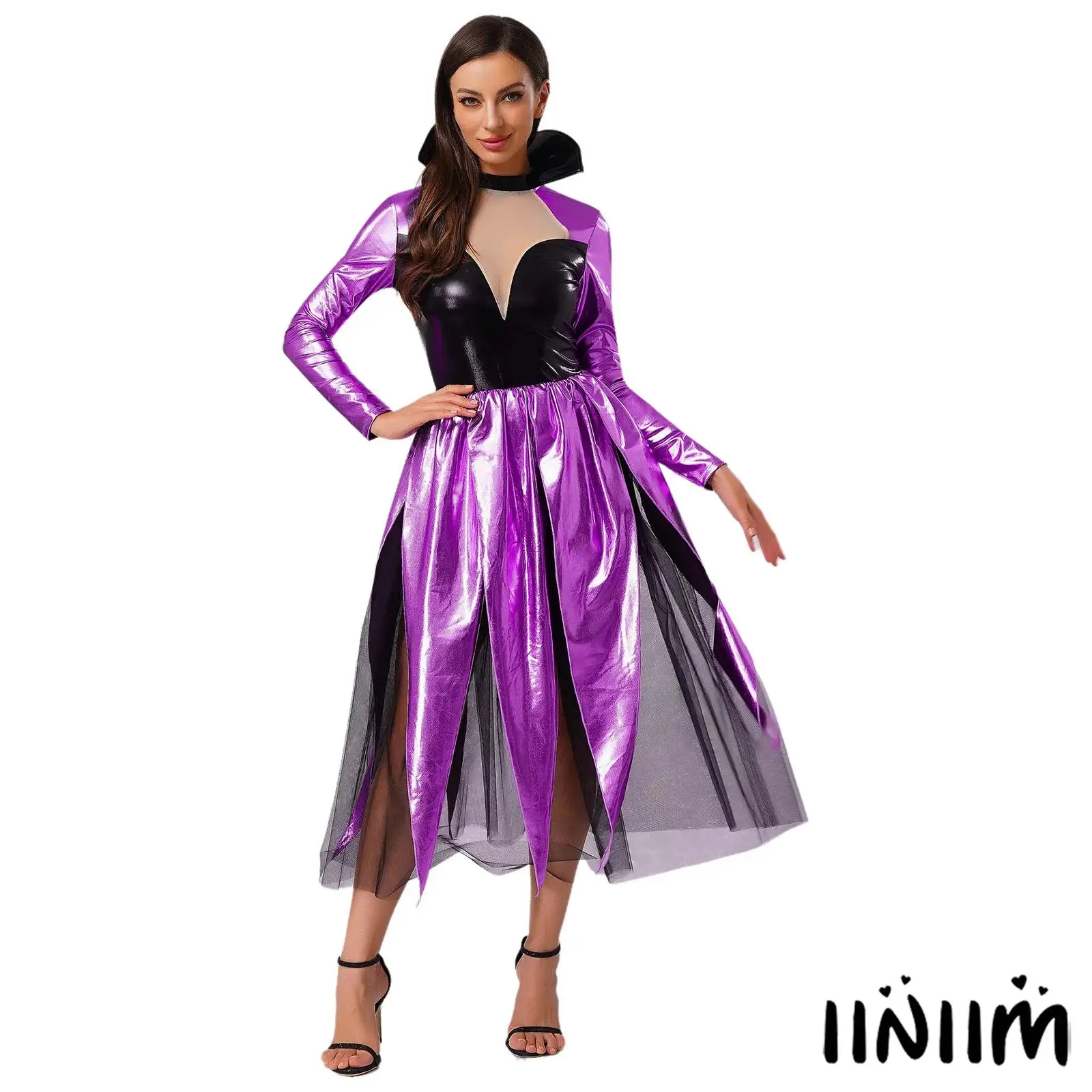Deep Sea Sorceress Cosplay Dress Womens Metallic Shiny Backless Gown Hollow Out Tulle Skirt for Halloween Roleplay Fancy Party
Deep Sea Sorceress Cosplay Dress Womens Metallic Shiny Backless Gown Hollow Out Tulle Skirt for Halloween Roleplay Fancy Party