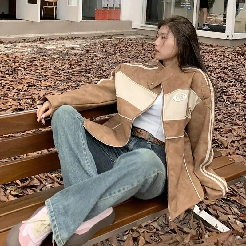 American Retro Motorcycle Style Retro PU Leather Jacket Spring Autumn Design Niche Korean Style Stand-Up Collar Jacket Top
American Retro Motorcycle Style Retro PU Leather Jacket Spring Autumn Design Niche Korean Style Stand-Up Collar Jacket Top