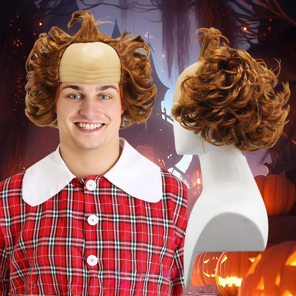 Mens Balding Brown Curly Wig - Halloween Costume Party Comedy Synthetic Fiber
Mens Balding Brown Curly Wig - Halloween Costume Party Comedy Synthetic Fiber