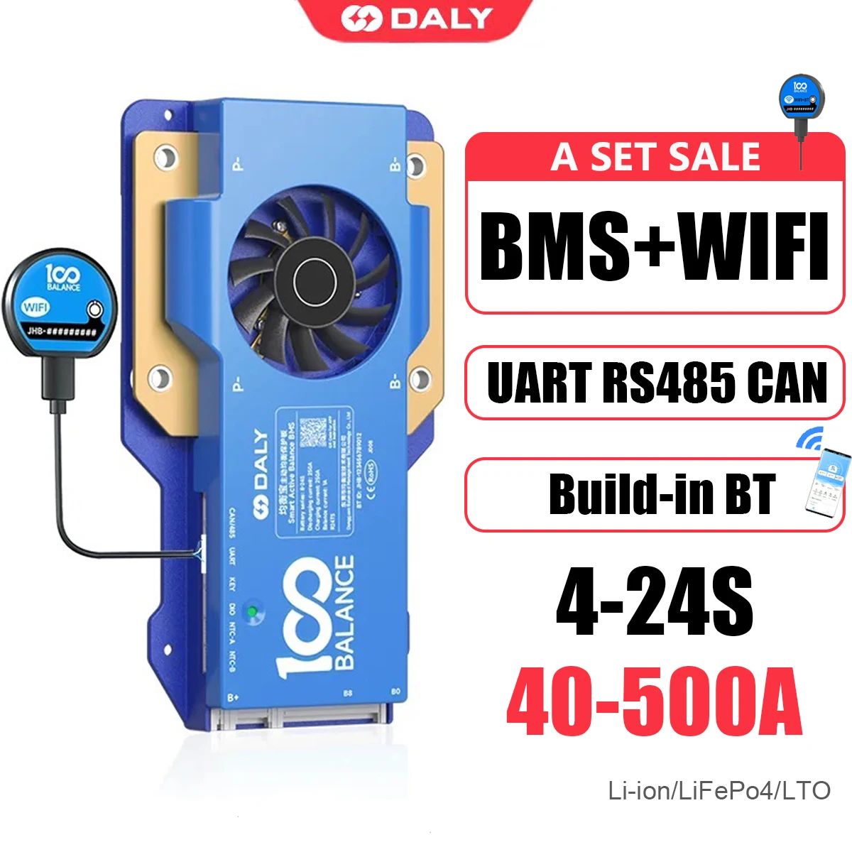 Daly WIFI Active Balance Smart BMS 40-500A 4-24S Uart RS485 CAN Lithium Battery Protection BT Li-ion LiFePo4 LTO Set Sale
Daly WIFI Active Balance Smart BMS 40-500A 4-24S Uart RS485 CAN Lithium Battery Protection BT Li-ion LiFePo4 LTO Set Sale