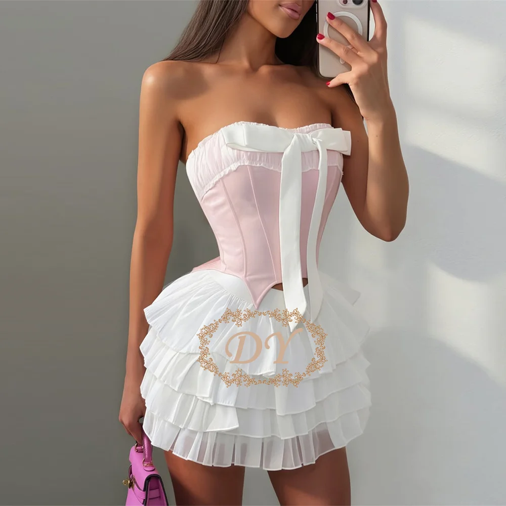 DY Sexy 2PCS Short Prom Cocktail Dress Strapless Corset Top with Muti-Layer Chiffon Mini Skirt 2026 Homecoming Gown Customized
DY Sexy 2PCS Short Prom Cocktail Dress Strapless Corset Top with Muti-Layer Chiffon Mini Skirt 2026 Homecoming Gown Customized