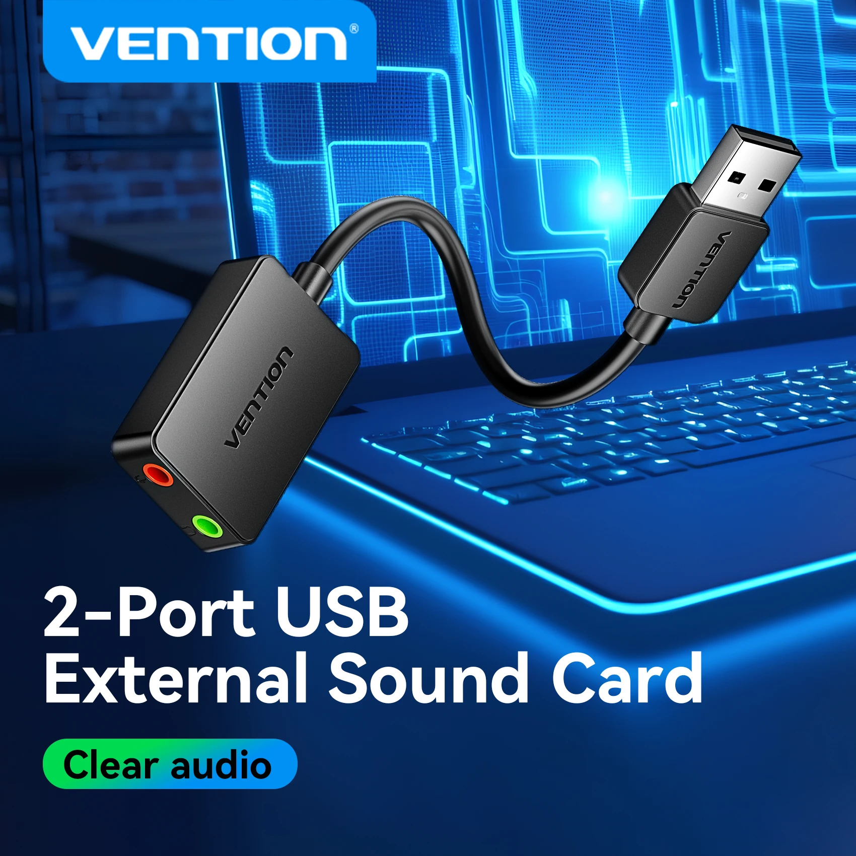 Звуковая карта Vention USB 2-портовый адаптер аудиоинтерфейса USB на 3,5 мм для ПК, ноутбука, ноутбука, PS5, гарнитуры с микрофоном, USB-аудиокарты
Звуковая карта Vention USB 2-портовый адаптер аудиоинтерфейса USB на 3,5 мм для ПК, ноутбука, ноутбука, PS5, гарнитуры с микрофоном, USB-аудиокарты