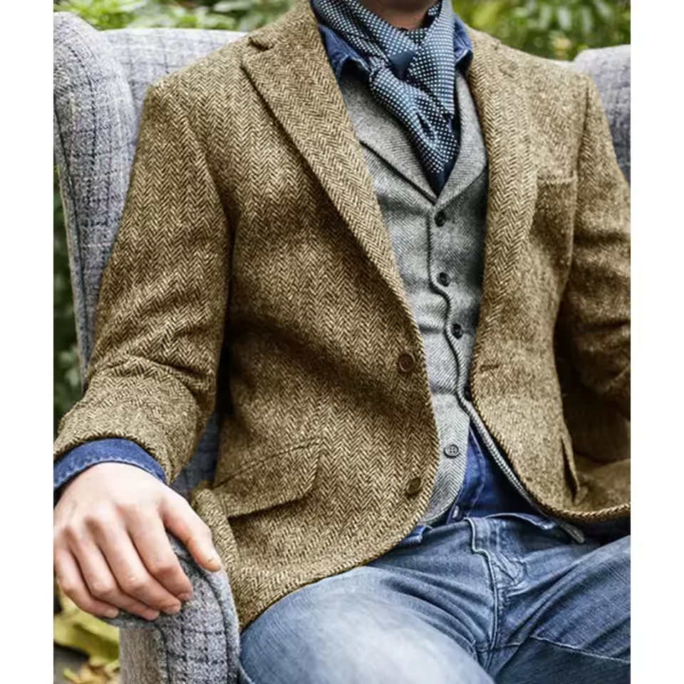 Mens Blazer Herringbone Single Breasted Casual Jacket Fashion Comfort Business Suit Slim Fit Tapered Waist Elegant Mens Jacket
Mens Blazer Herringbone Single Breasted Casual Jacket Fashion Comfort Business Suit Slim Fit Tapered Waist Elegant Mens Jacket