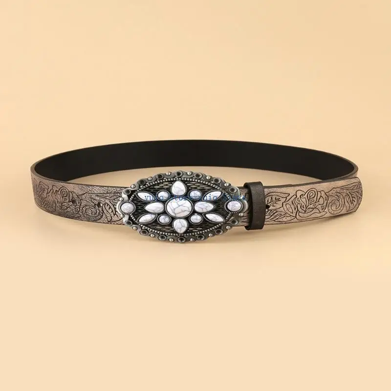 X7XB Cowboy Belt Embossed Western Belt White Stone Vintage Buckle Belt Engraved Belt
X7XB Cowboy Belt Embossed Western Belt White Stone Vintage Buckle Belt Engraved Belt