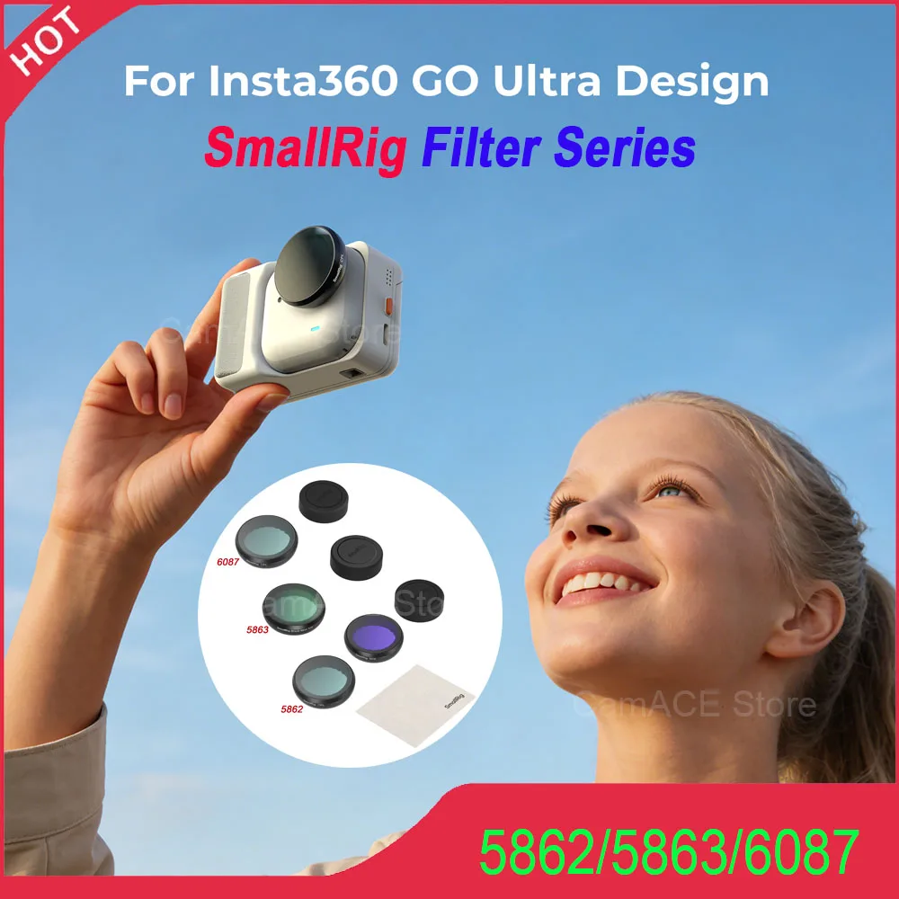 Комплект фильтров SmallRig для Insta360 GO Ultra с фильтрами ND8/CPL и силиконовой крышкой для объектива. Крепление защелкивающимся механизмом. Артикул: 5862.
Комплект фильтров SmallRig для Insta360 GO Ultra с фильтрами ND8/CPL и силиконовой крышкой для объектива. Крепление защелкивающимся механизмом. Артикул: 5862.
