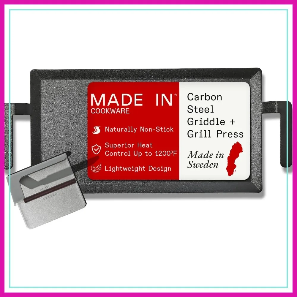 Carbon Steel Griddle & Grill Press for Induction, Crafted in Sweden, Professional Cookware
Carbon Steel Griddle & Grill Press for Induction, Crafted in Sweden, Professional Cookware